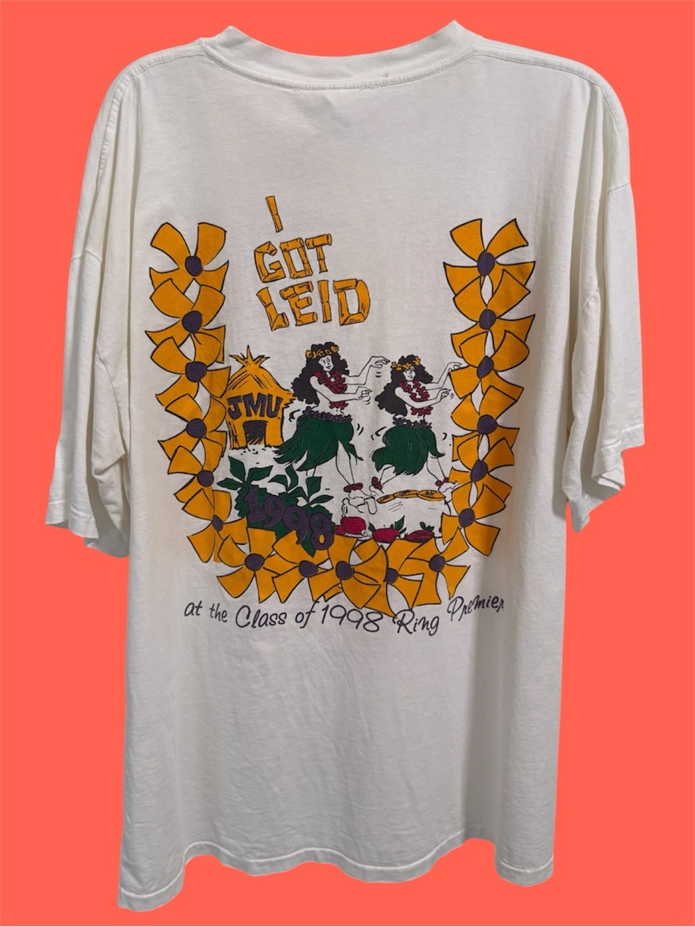 JMU Vintage 1998 James Madison University Single Stitch T-shirt USA Ring Premier